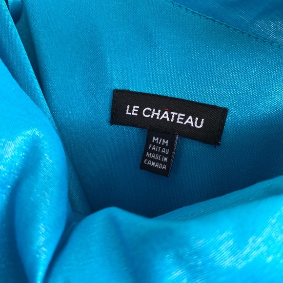 ***SOLD***SOLD***LE CHÂTEAU Néon Blue One Shoulder Cocktail Dress M - Picture 7 of 8